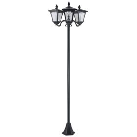 Outdoor Lamp Post Lights, Triple Head Solar Powered Lamp, Street Vintage Solar Post Lamp, for Backyard, Garden Pathway, Driveway, 72 Inches